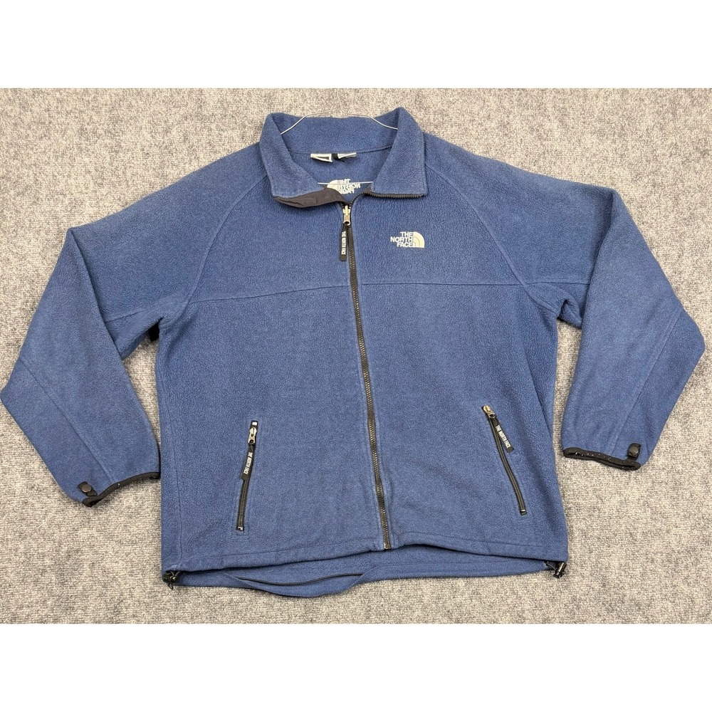 The North Face Mens Full Zip Fleece Jacket Blue Mock Neck Large